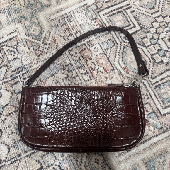 BY FAR Dark Brown Crocodile-Embossed Shoulder Bag - Picture 2 of 5